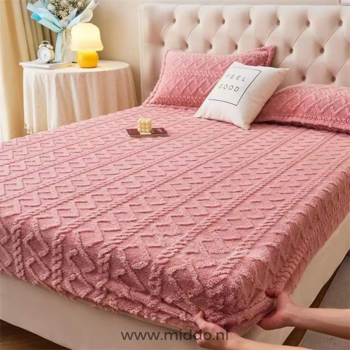 Spannbettlaken aus Plüsch-Samtfleece inklusive Kissenbezügen – ultraweich, warm & knitterfrei