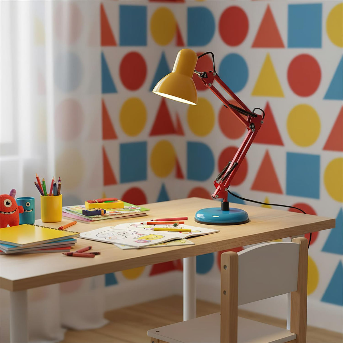 Articulating Metal Arm Task Lamp 21.6 in with Multicolor Accents for Desks Bedrooms Home Office Reading Study Workspace Nightstand | Thomler
