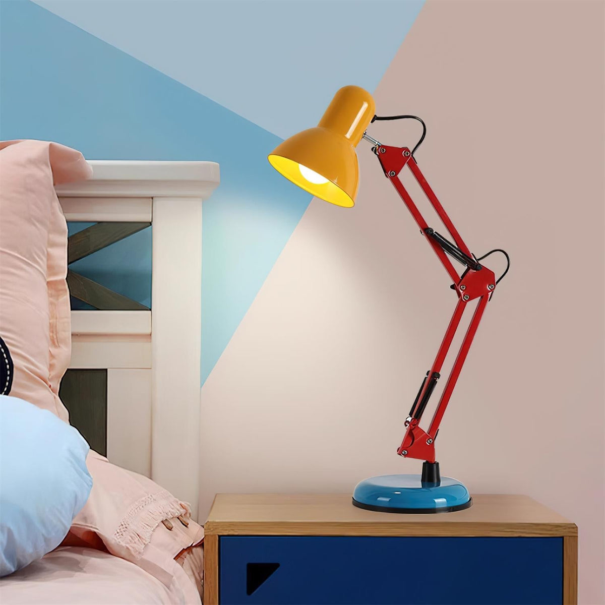Articulating Metal Arm Task Lamp 21.6 in with Multicolor Accents for Desks Bedrooms Home Office Reading Study Workspace Nightstand | Thomler
