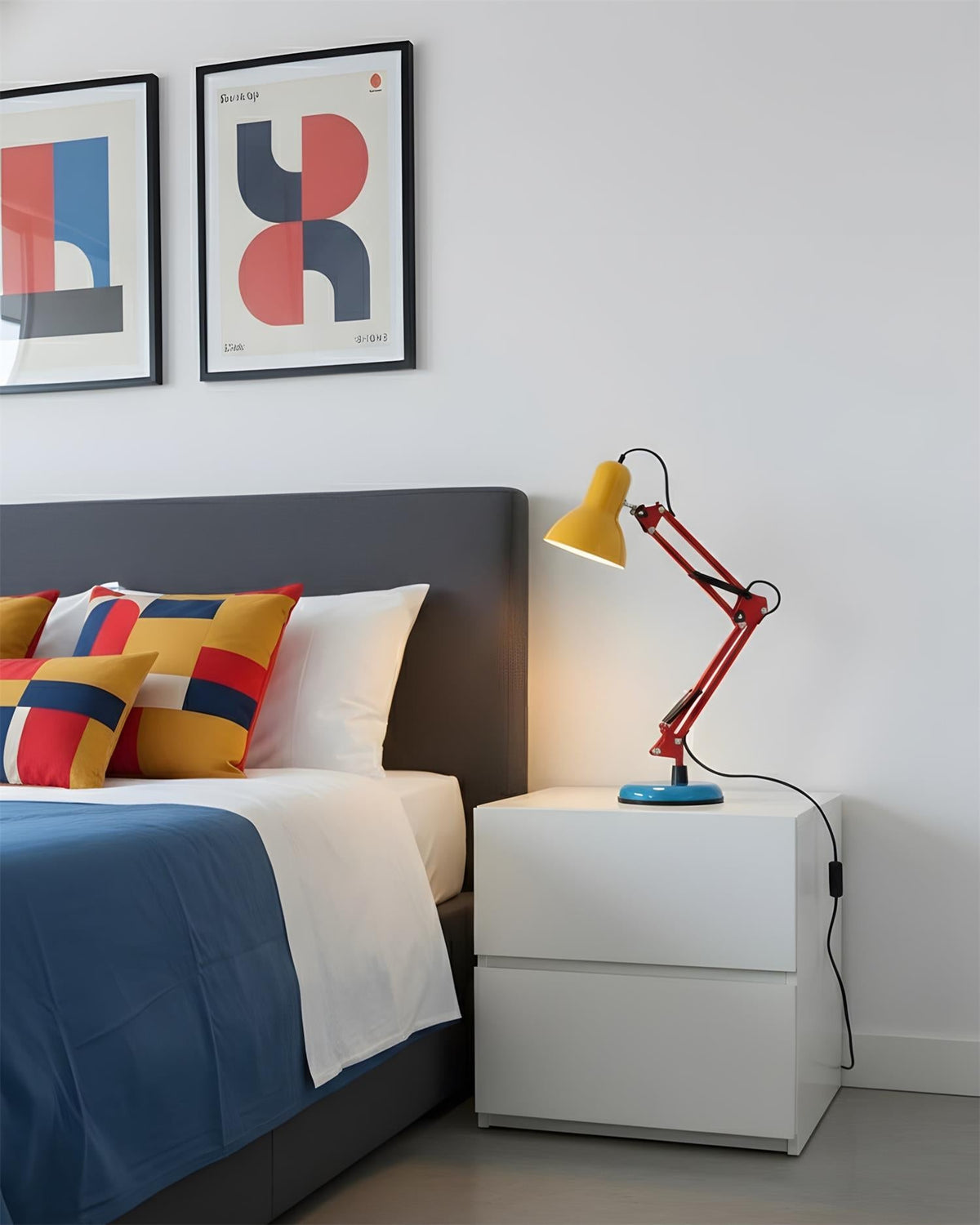Articulating Metal Arm Task Lamp 21.6 in with Multicolor Accents for Desks Bedrooms Home Office Reading Study Workspace Nightstand | Thomler
