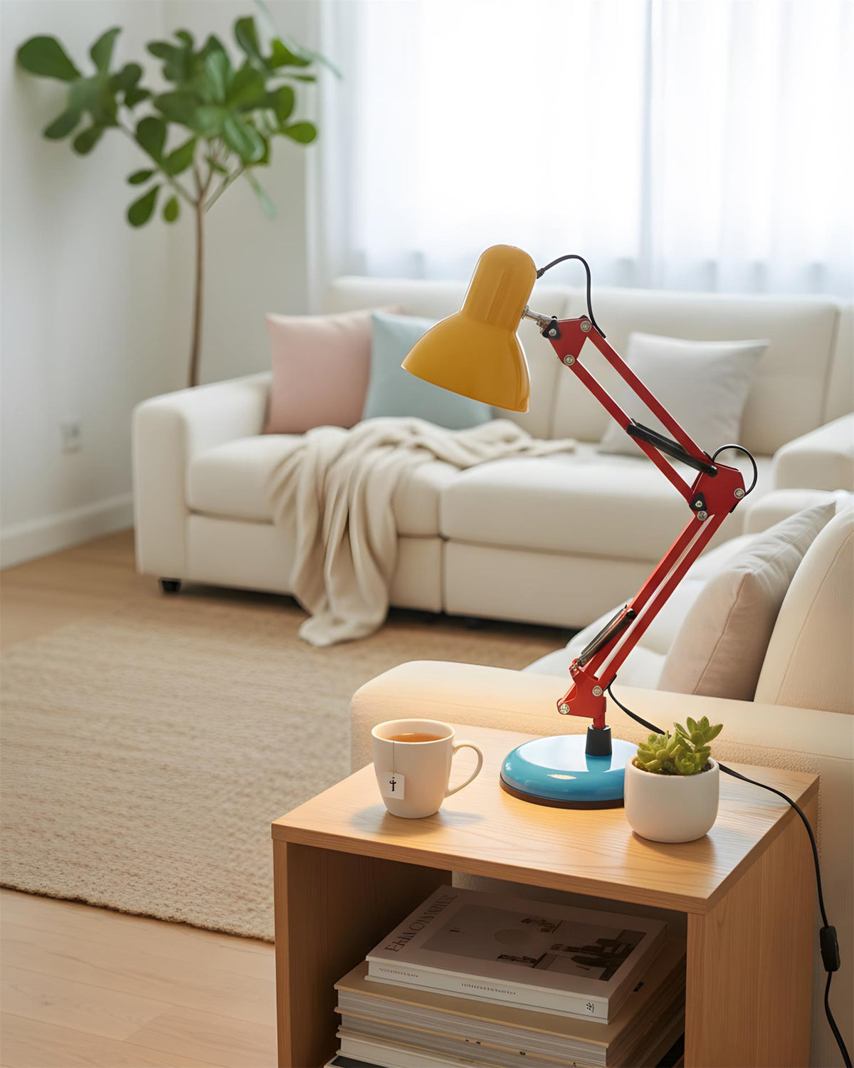 Articulating Metal Arm Task Lamp 21.6 in with Multicolor Accents for Desks Bedrooms Home Office Reading Study Workspace Nightstand | Thomler