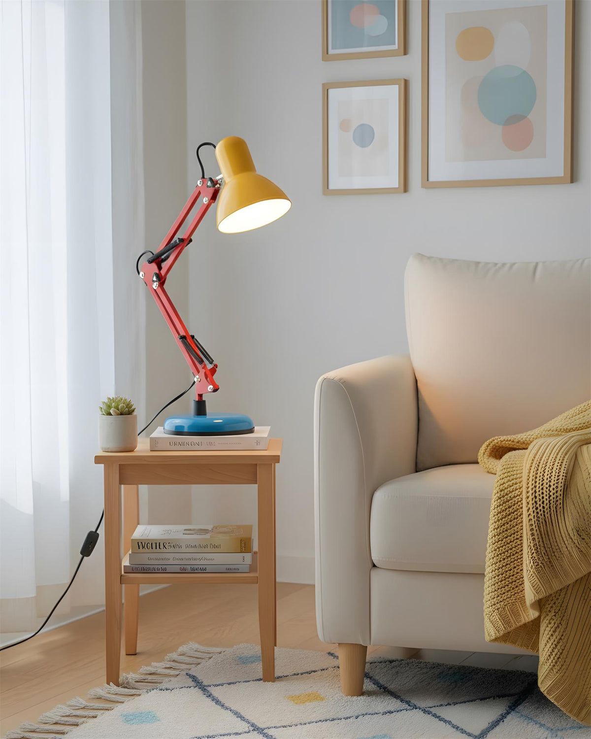 Articulating Metal Arm Task Lamp 21.6 in with Multicolor Accents for Desks Bedrooms Home Office Reading Study Workspace Nightstand | Thomler