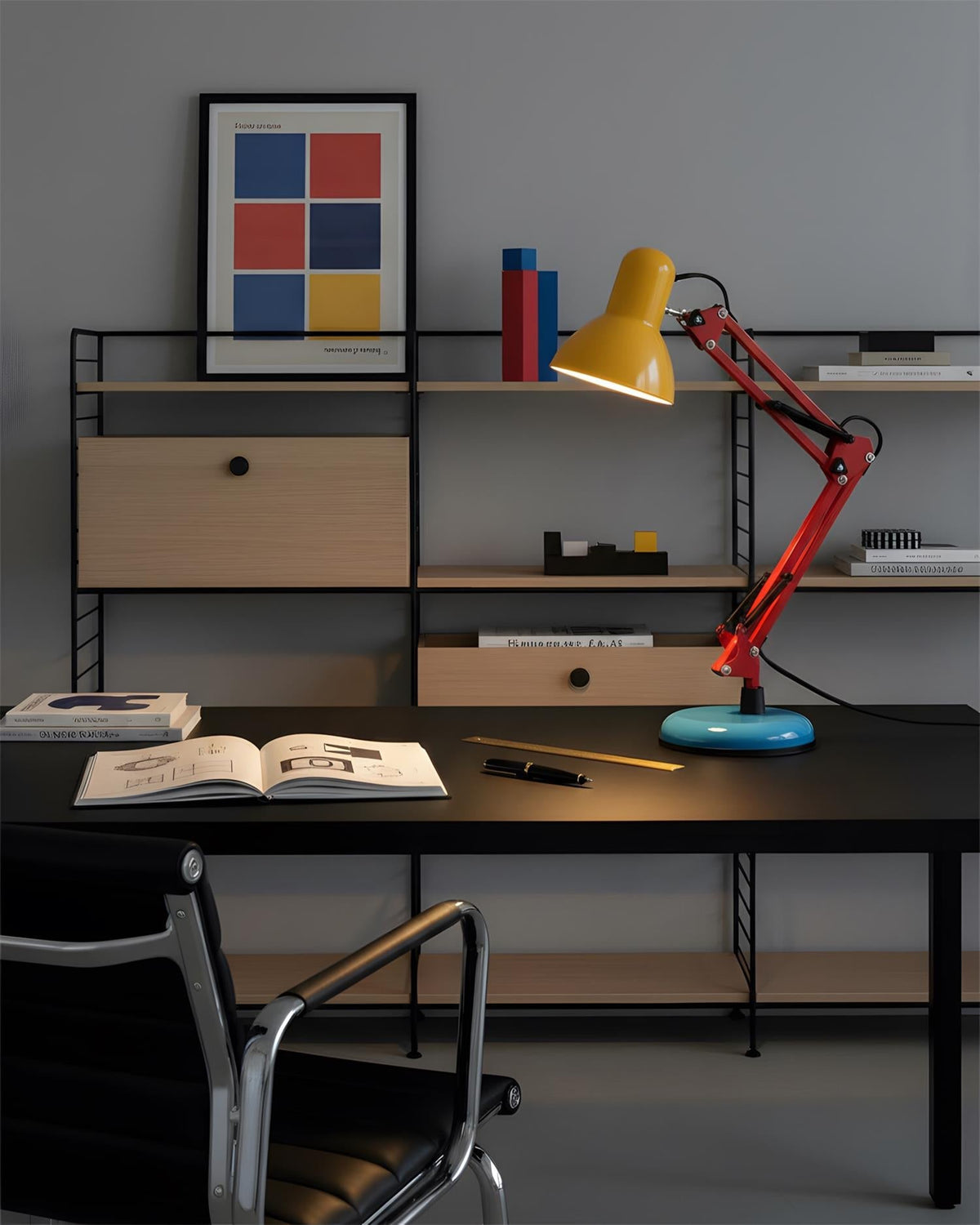 Articulating Metal Arm Task Lamp 21.6 in with Multicolor Accents for Desks Bedrooms Home Office Reading Study Workspace Nightstand | Thomler