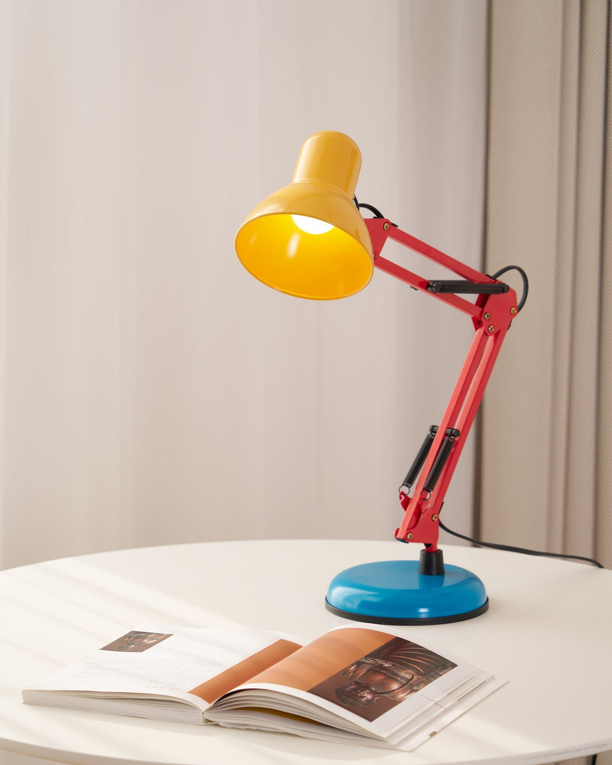 Articulating Metal Arm Task Lamp 21.6 in with Multicolor Accents for Desks Bedrooms Home Office Reading Study Workspace Nightstand | Thomler