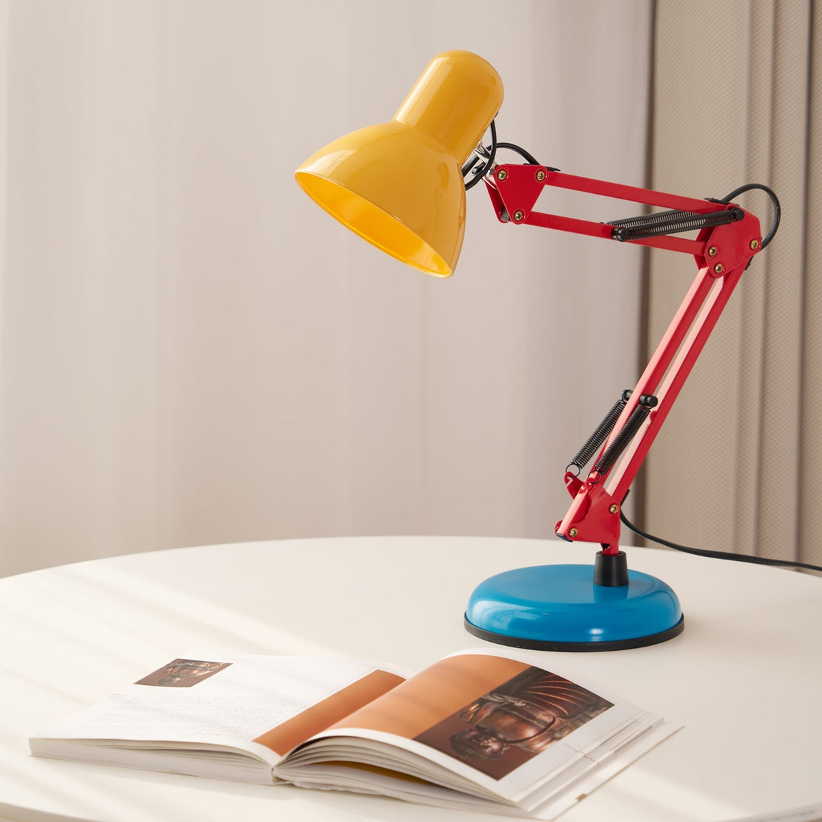 Articulating Metal Arm Task Lamp 21.6 in with Multicolor Accents for Desks Bedrooms Home Office Reading Study Workspace Nightstand | Thomler