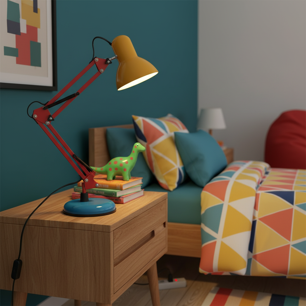 Articulating Metal Arm Task Lamp 21.6 in with Multicolor Accents for Desks Bedrooms Home Office Reading Study Workspace Nightstand | Thomler