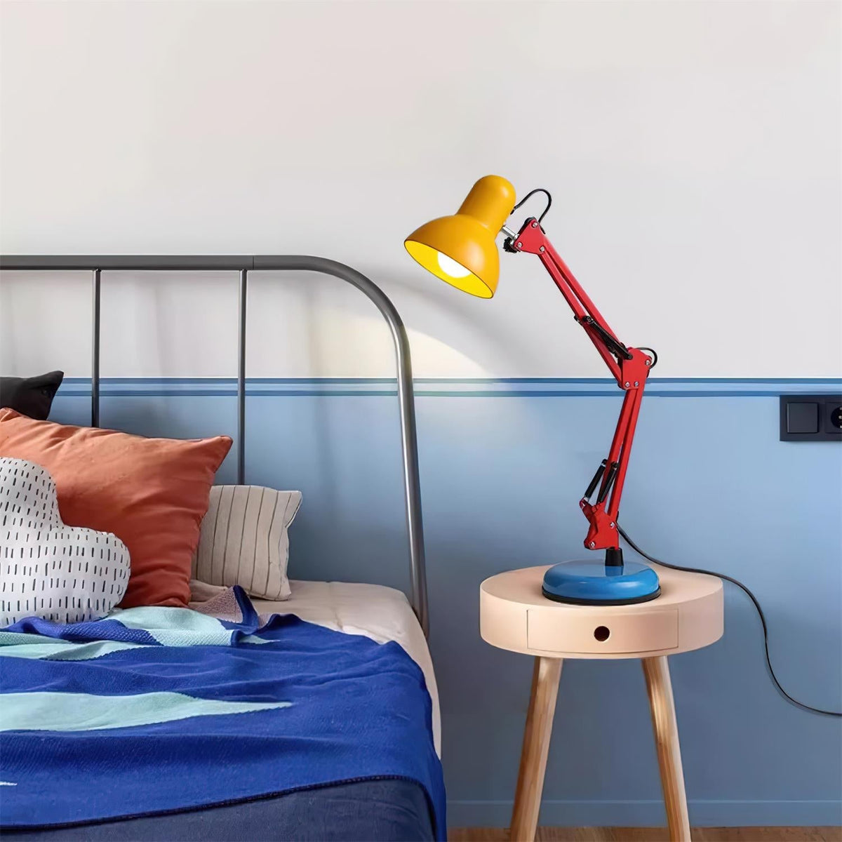 Articulating Metal Arm Task Lamp 21.6 in with Multicolor Accents for Desks Bedrooms Home Office Reading Study Workspace Nightstand | Thomler