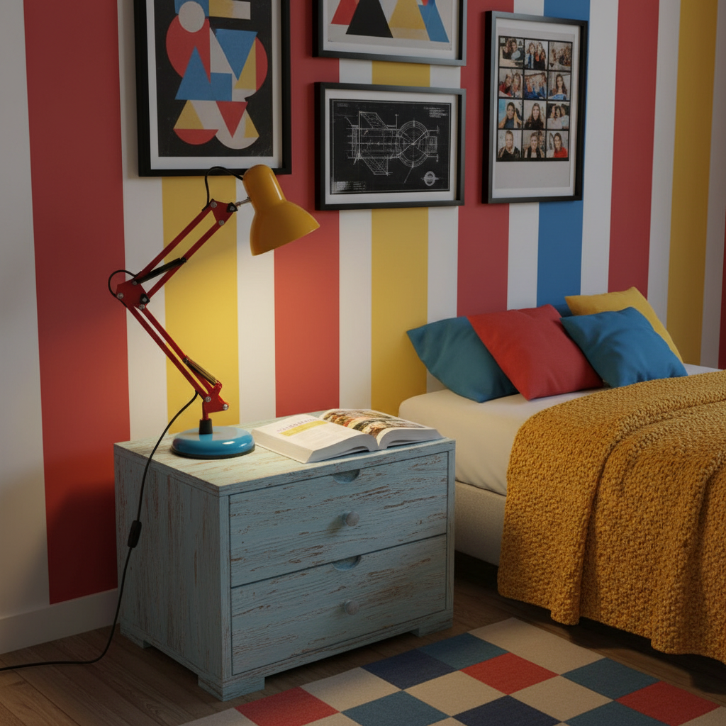 Articulating Metal Arm Task Lamp 21.6 in with Multicolor Accents for Desks Bedrooms Home Office Reading Study Workspace Nightstand | Thomler