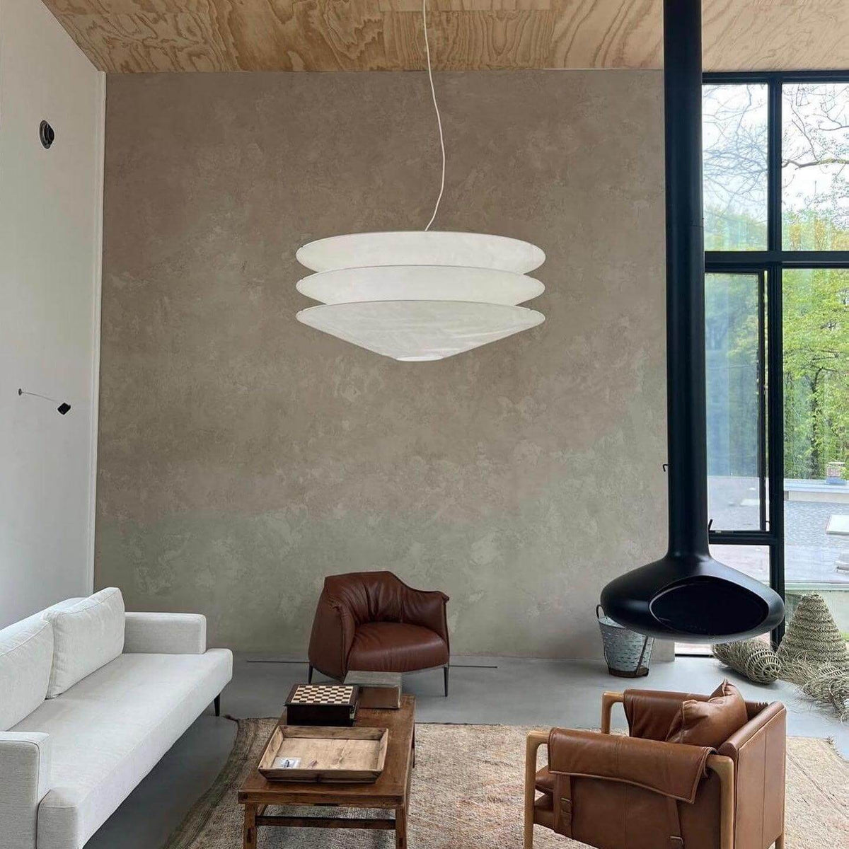 Circular Hoop Hanging Lamp with Textured Shades Red 30-Inch Fixture for Island & Table Lighting | Thomler