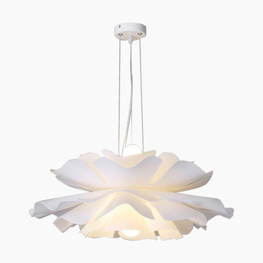 Adjustable LED Overhead Light Fixture with Acrylic Lotus Shade White 20 in for Dining Room Living Room Bedroom Entryway Modern Ceiling Light | Thomler