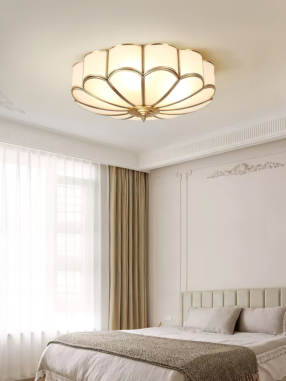 Lámpara de techo de latón de montaje empotrado con vidrio esmerilado de varios brazos para dormitorio, estudio, sala de estar, iluminación de acento interior moderna semiempotrada para el hogar