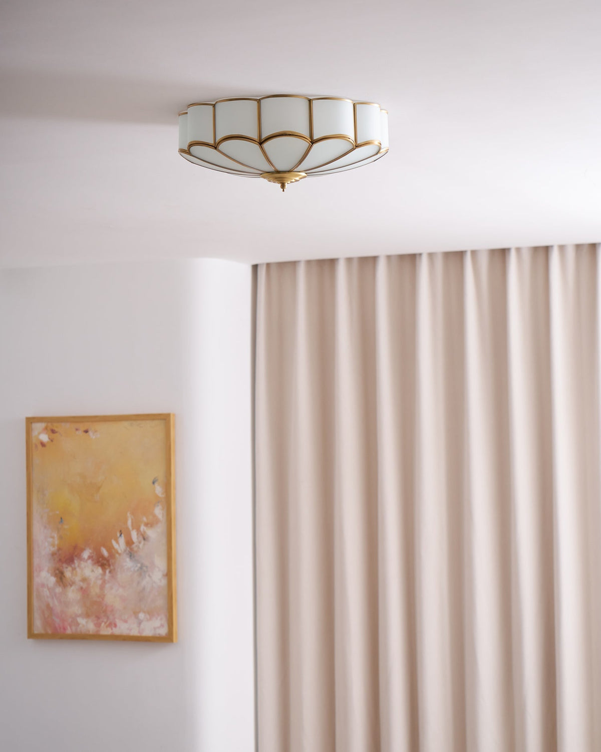 Lámpara de techo de latón de montaje empotrado con vidrio esmerilado de varios brazos para dormitorio, estudio, sala de estar, iluminación de acento interior moderna semiempotrada para el hogar