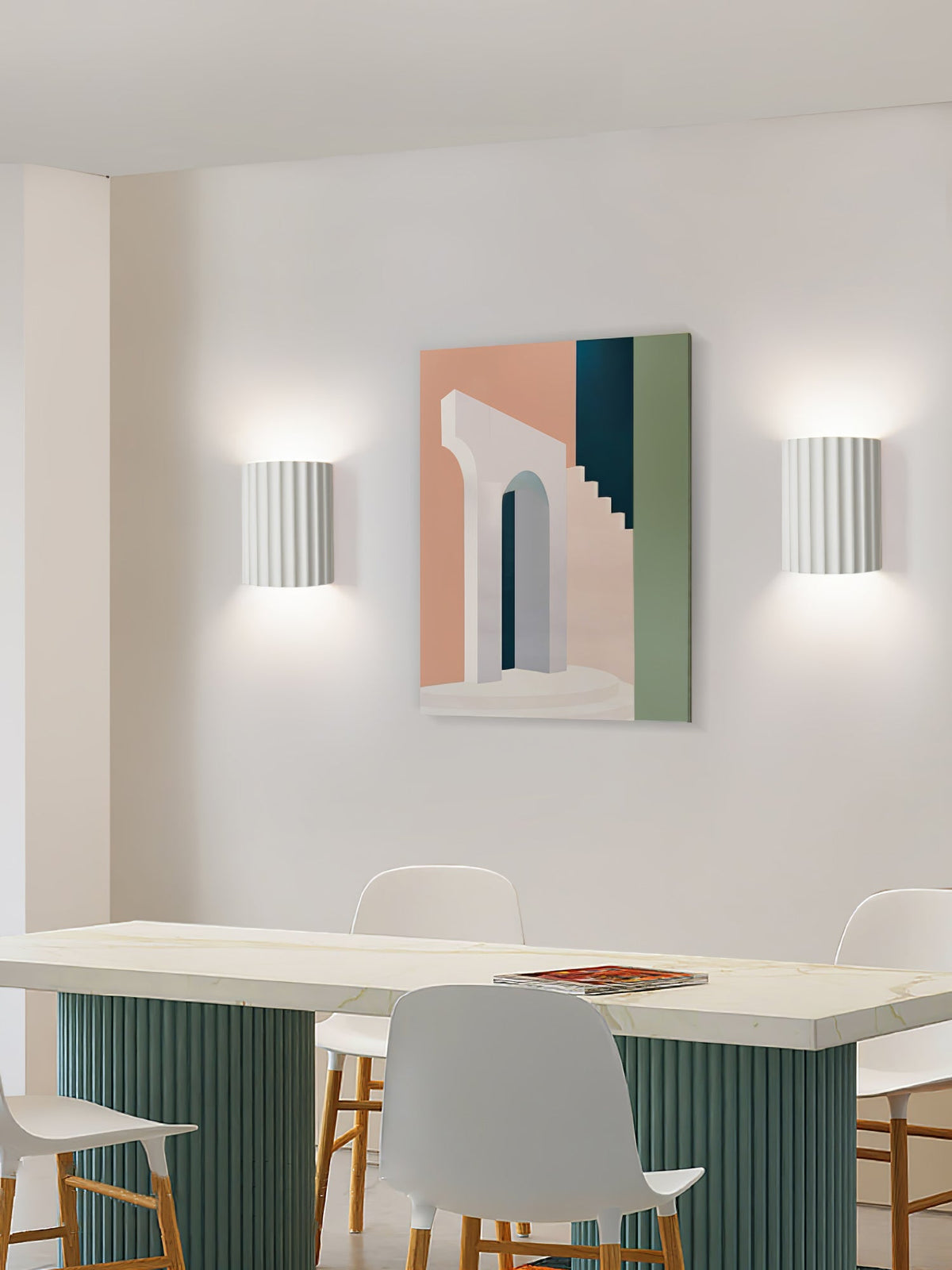 Textured Resin Sconce 5.5 in Bidirectional LED Fixture White Gray Green Orange for Hallway Bedroom Entryway Modern Ambient Wall Lighting G9 | Thomler