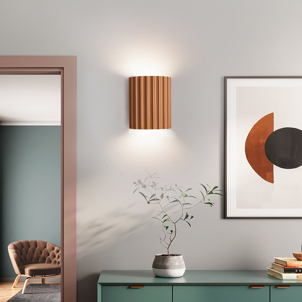 Textured Resin Sconce 5.5 in Bidirectional LED Fixture White Gray Green Orange for Hallway Bedroom Entryway Modern Ambient Wall Lighting G9 | Thomler