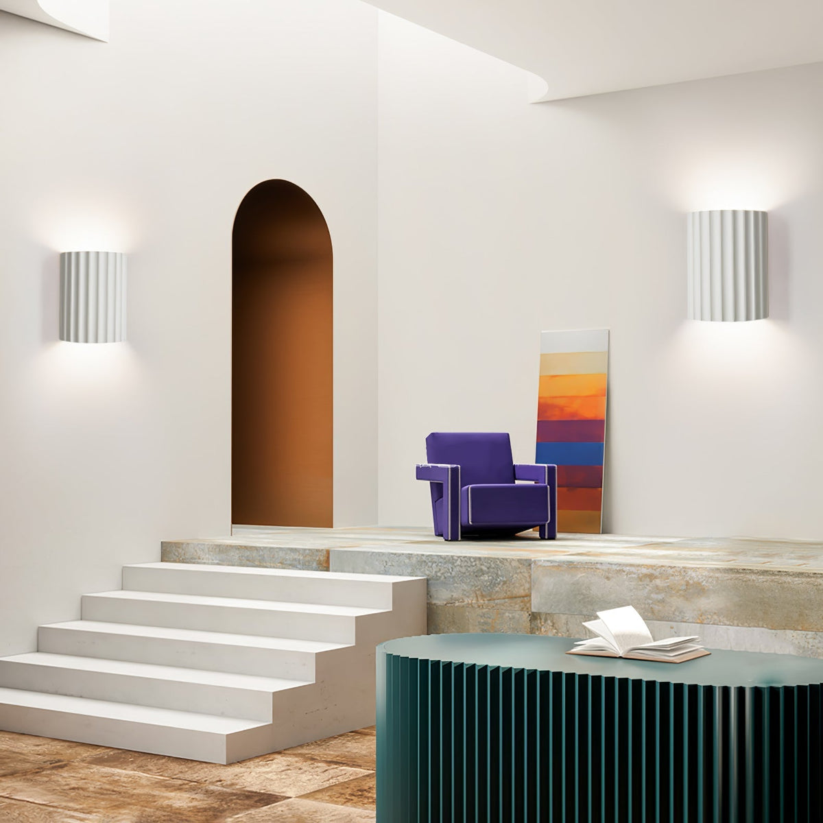 Textured Resin Sconce 5.5 in Bidirectional LED Fixture White Gray Green Orange for Hallway Bedroom Entryway Modern Ambient Wall Lighting G9 | Thomler