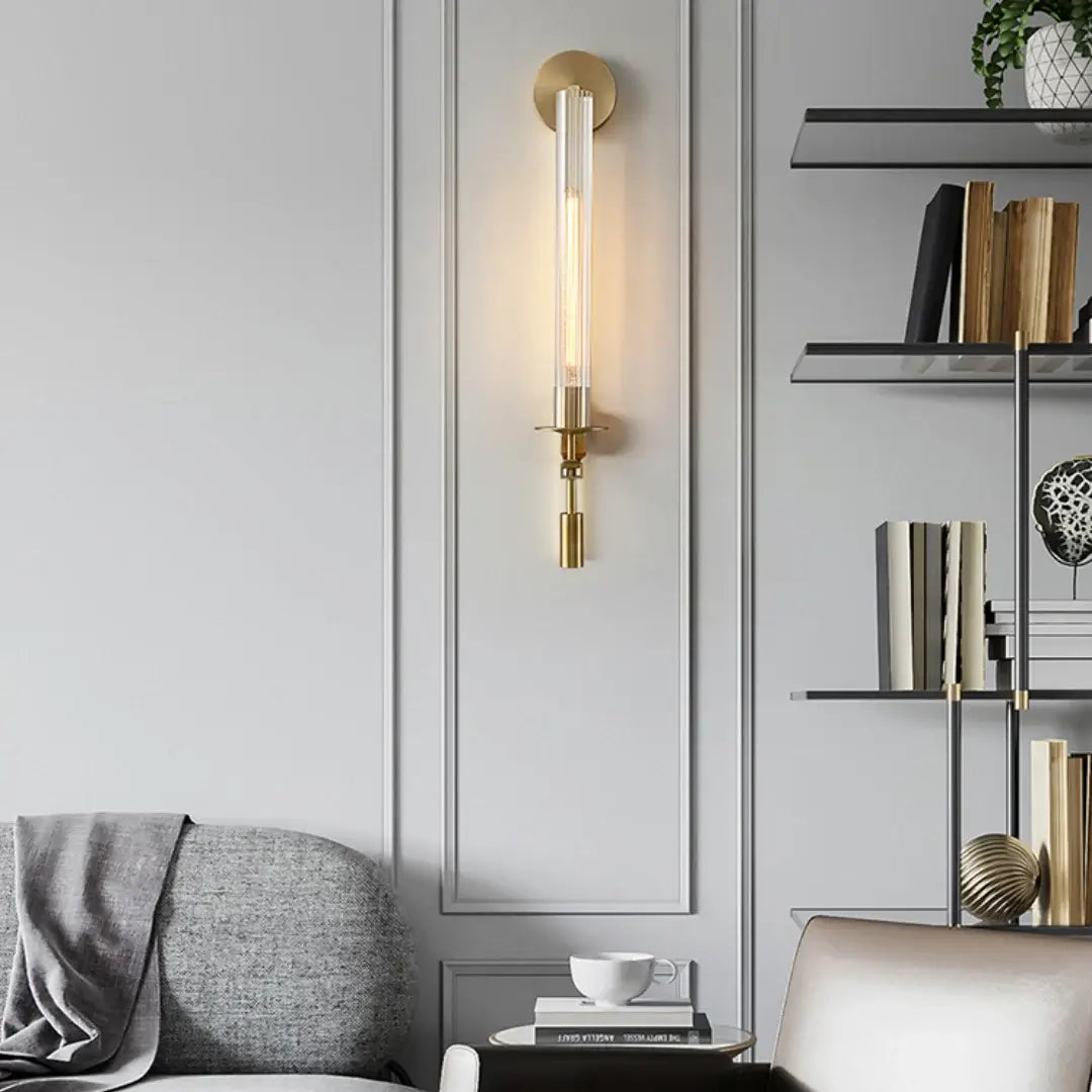 Wandlamp 28 inch Helderglazen buizen Metalen frame E26-fitting voor gangen, slaapkamers, woonkamers, entrees, hedendaags industrieel | Thomler