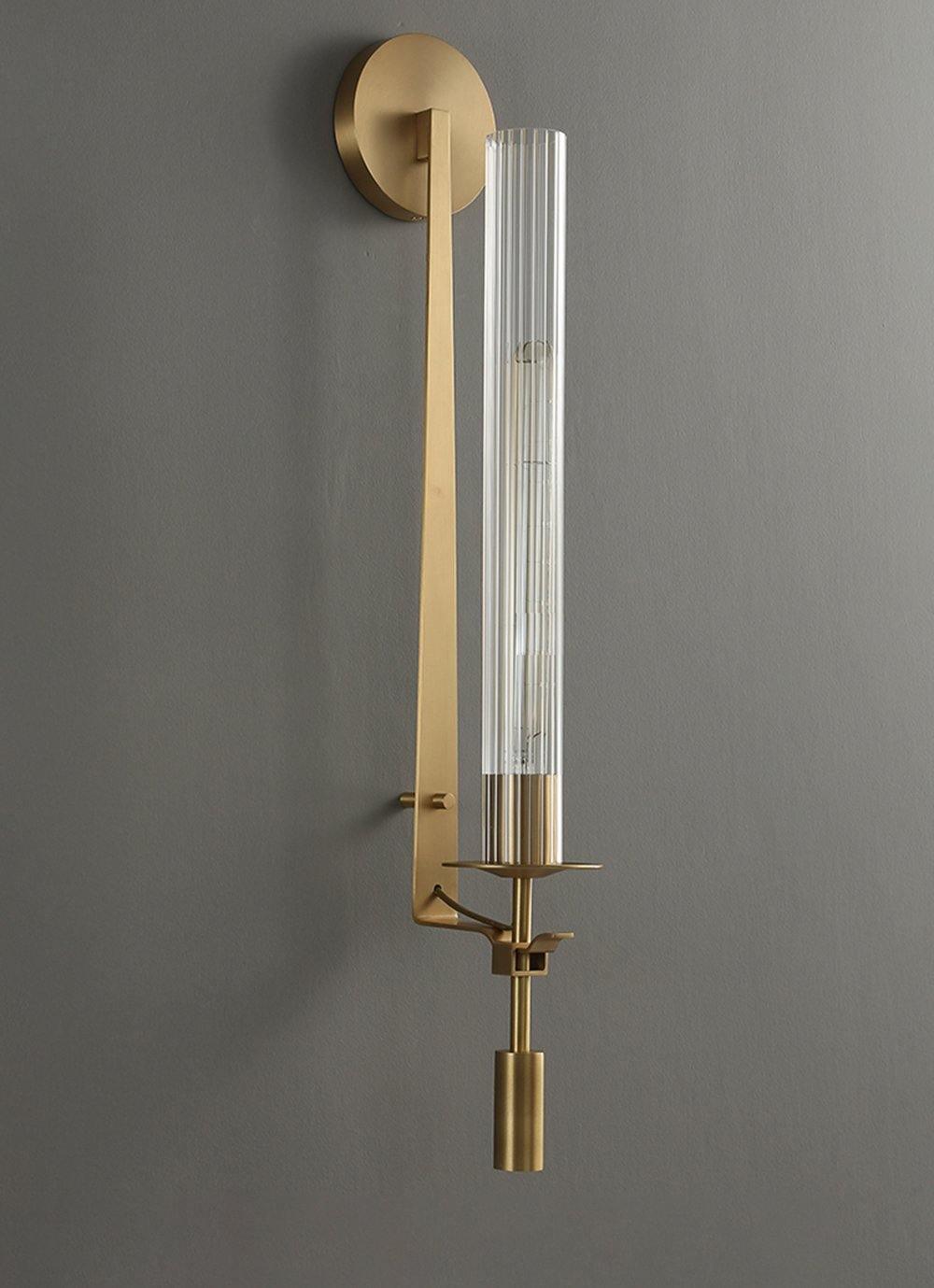 Wandlamp 28 inch Helderglazen buizen Metalen frame E26-fitting voor gangen, slaapkamers, woonkamers, entrees, hedendaags industrieel | Thomler