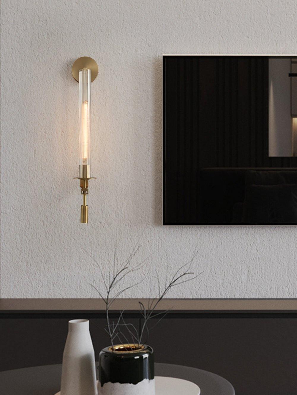 Wandlamp 28 inch Helderglazen buizen Metalen frame E26-fitting voor gangen, slaapkamers, woonkamers, entrees, hedendaags industrieel | Thomler