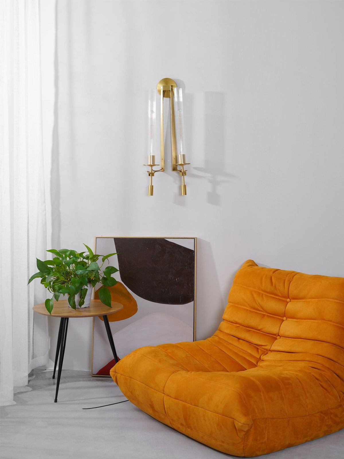 Wandlamp 28 inch Helderglazen buizen Metalen frame E26-fitting voor gangen, slaapkamers, woonkamers, entrees, hedendaags industrieel | Thomler