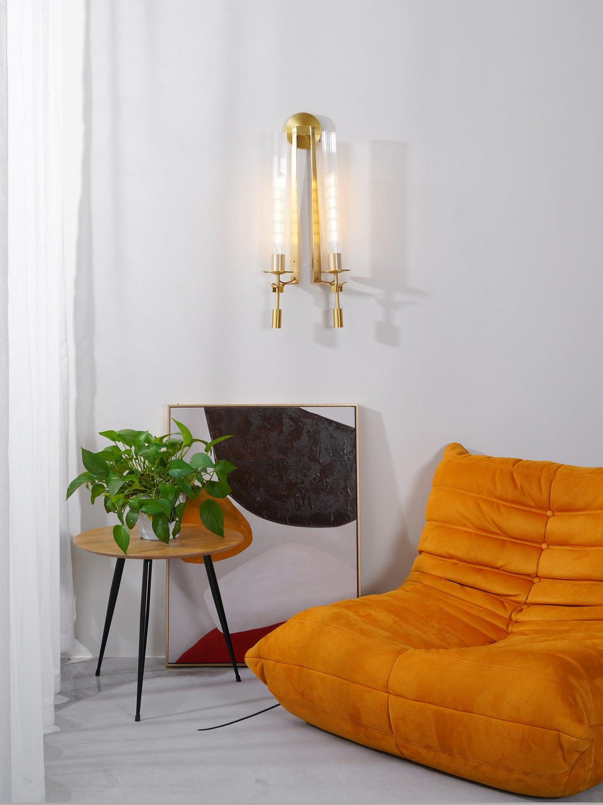 Wandlamp 28 inch Helderglazen buizen Metalen frame E26-fitting voor gangen, slaapkamers, woonkamers, entrees, hedendaags industrieel | Thomler