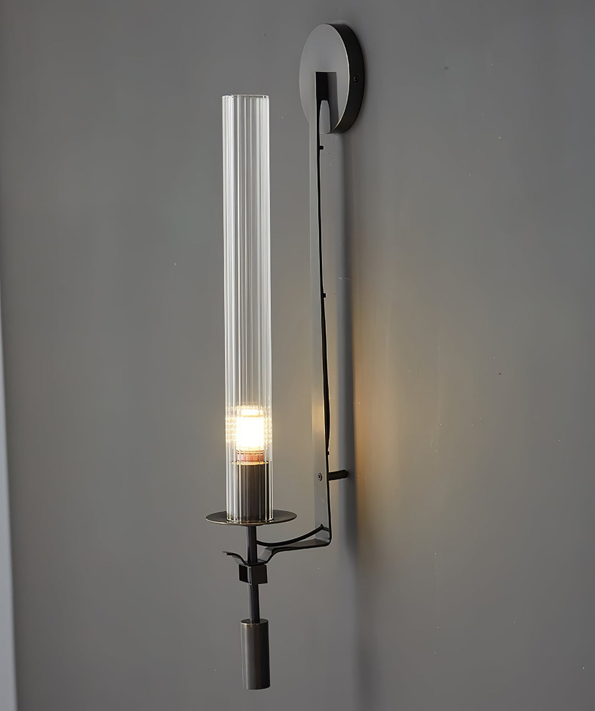 Wandlamp 28 inch Helderglazen buizen Metalen frame E26-fitting voor gangen, slaapkamers, woonkamers, entrees, hedendaags industrieel | Thomler
