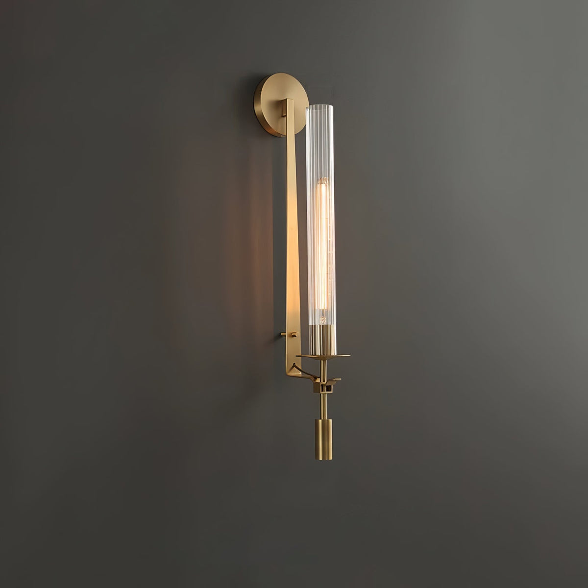 Wandlamp 28 inch Helderglazen buizen Metalen frame E26-fitting voor gangen, slaapkamers, woonkamers, entrees, hedendaags industrieel | Thomler