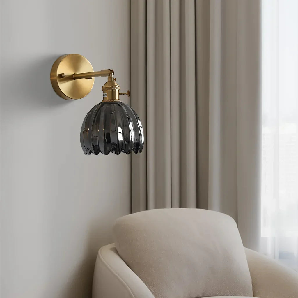 Adjustable Glass Sconce 8-Inch Tulip Shade for Bedroom Hallway Living Room Corner Accent Lighting E27 Socket Rotatable Design | Thomler