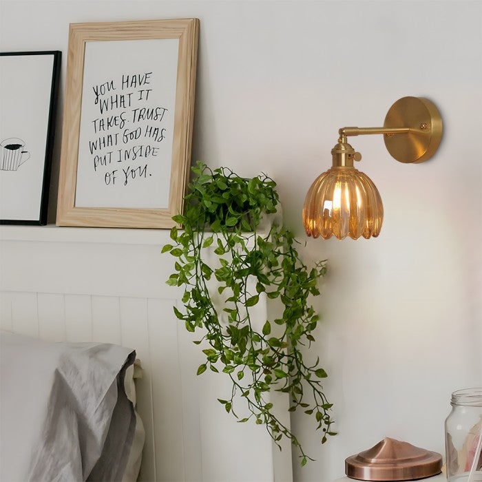 Adjustable Glass Sconce 8-Inch Tulip Shade for Bedroom Hallway Living Room Corner Accent Lighting E27 Socket Rotatable Design | Thomler
