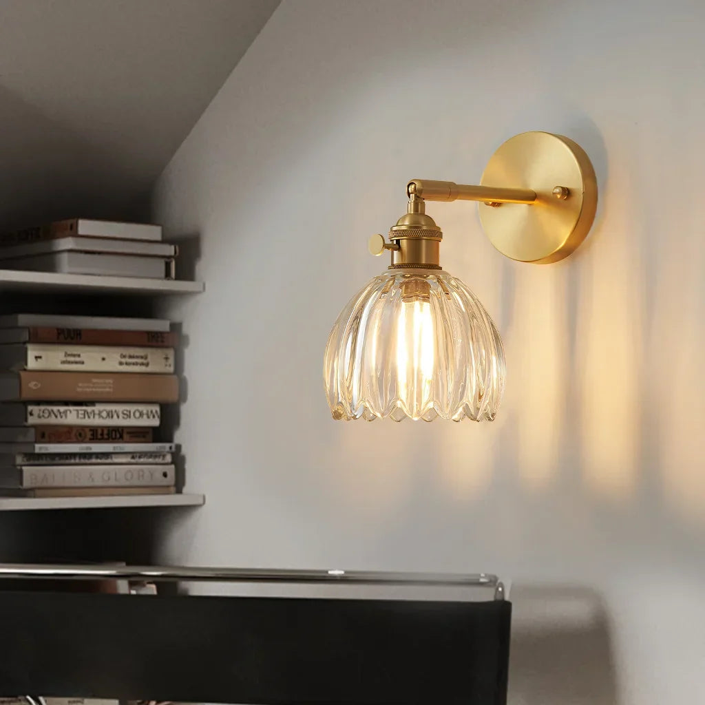 Adjustable Glass Sconce 8-Inch Tulip Shade for Bedroom Hallway Living Room Corner Accent Lighting E27 Socket Rotatable Design | Thomler