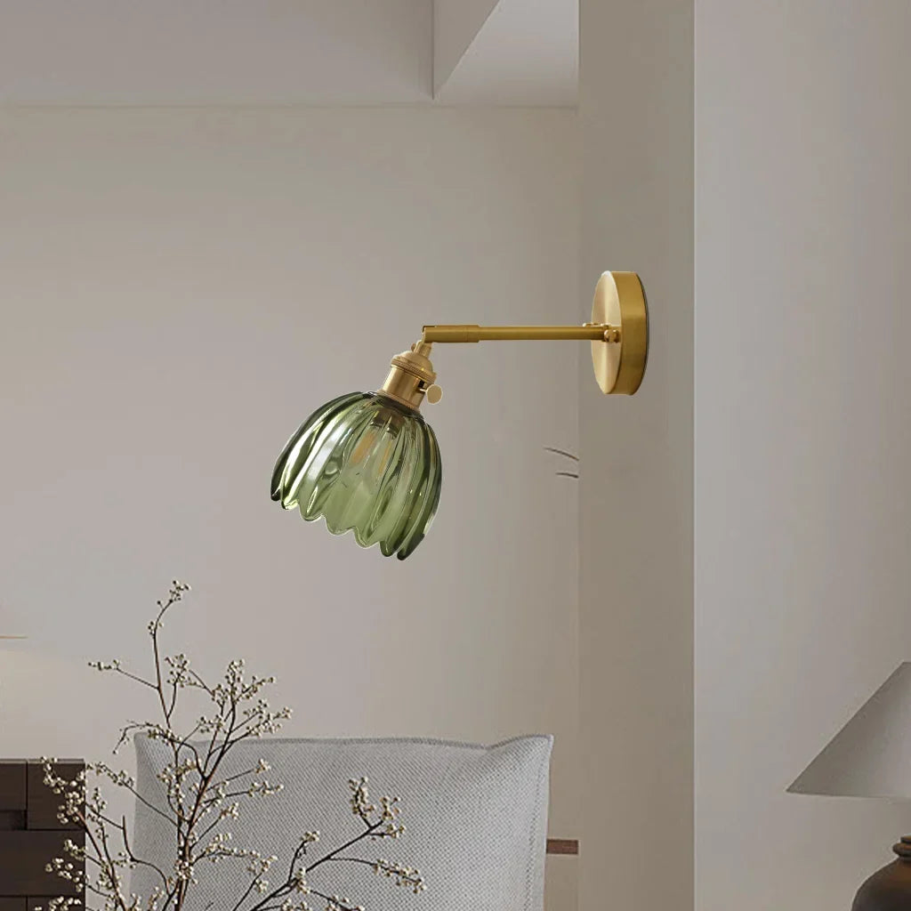 Adjustable Glass Sconce 8-Inch Tulip Shade for Bedroom Hallway Living Room Corner Accent Lighting E27 Socket Rotatable Design | Thomler