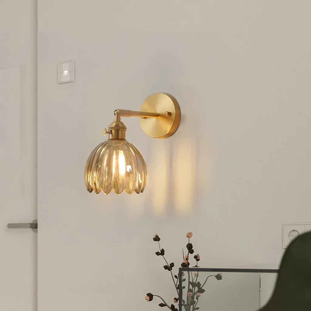 Adjustable Glass Sconce 8-Inch Tulip Shade for Bedroom Hallway Living Room Corner Accent Lighting E27 Socket Rotatable Design | Thomler