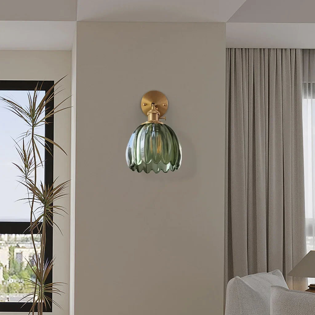 Adjustable Glass Sconce 8-Inch Tulip Shade for Bedroom Hallway Living Room Corner Accent Lighting E27 Socket Rotatable Design | Thomler