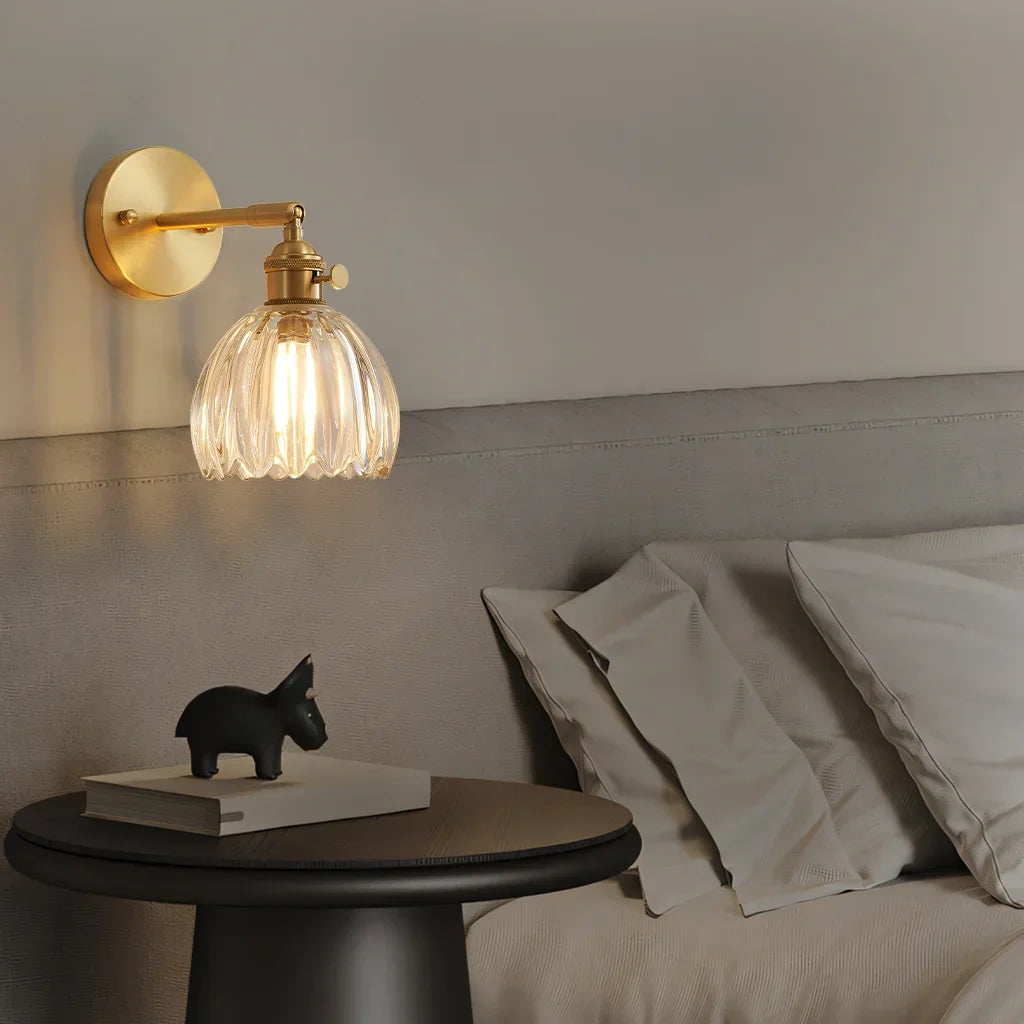 Adjustable Glass Sconce 8-Inch Tulip Shade for Bedroom Hallway Living Room Corner Accent Lighting E27 Socket Rotatable Design | Thomler