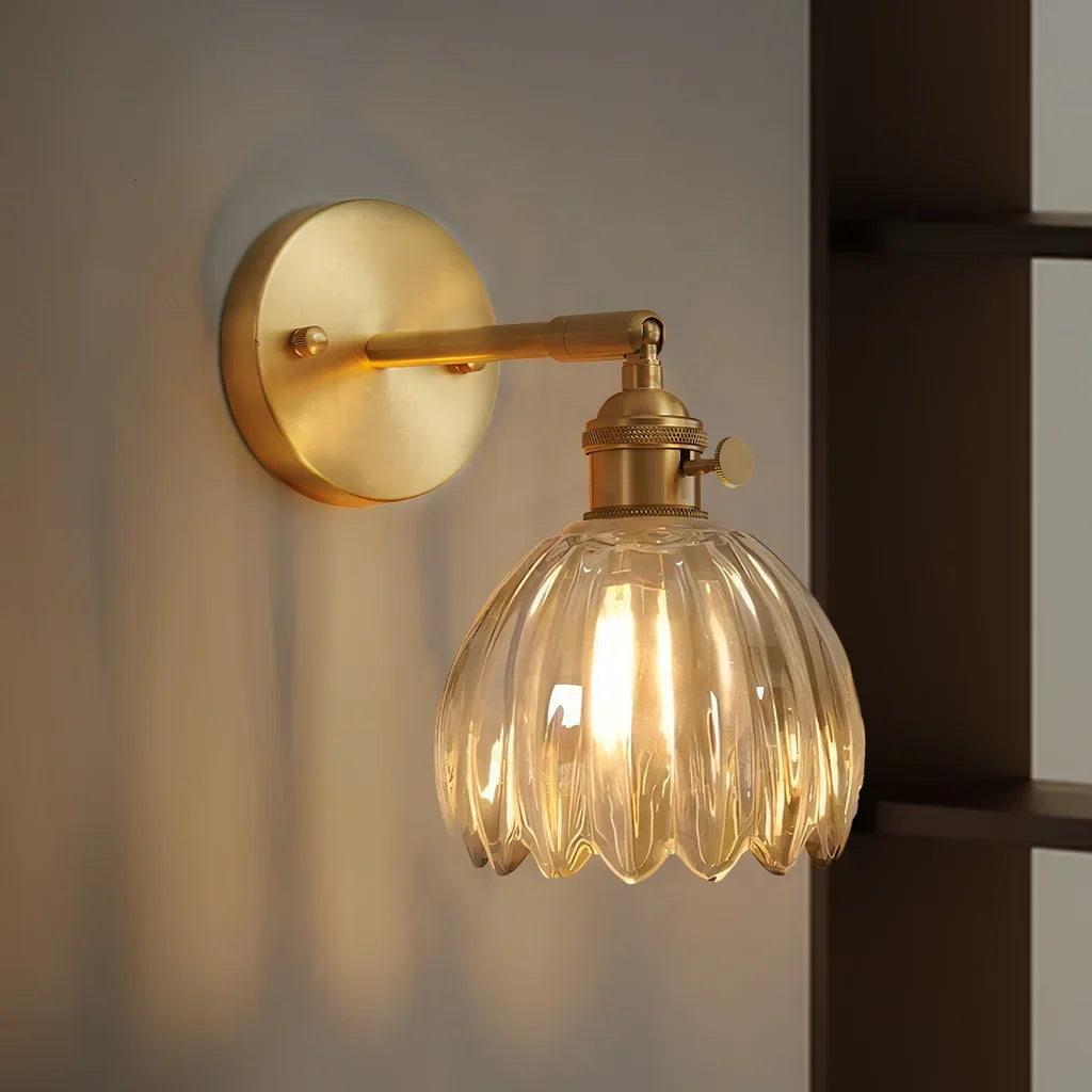 Adjustable Glass Sconce 8-Inch Tulip Shade for Bedroom Hallway Living Room Corner Accent Lighting E27 Socket Rotatable Design | Thomler