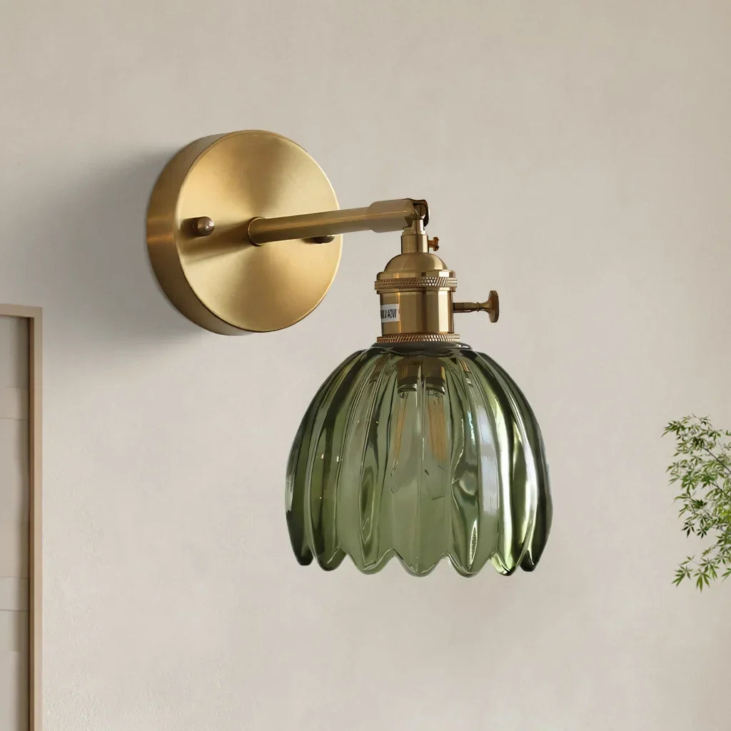 Adjustable Glass Sconce 8-Inch Tulip Shade for Bedroom Hallway Living Room Corner Accent Lighting E27 Socket Rotatable Design | Thomler