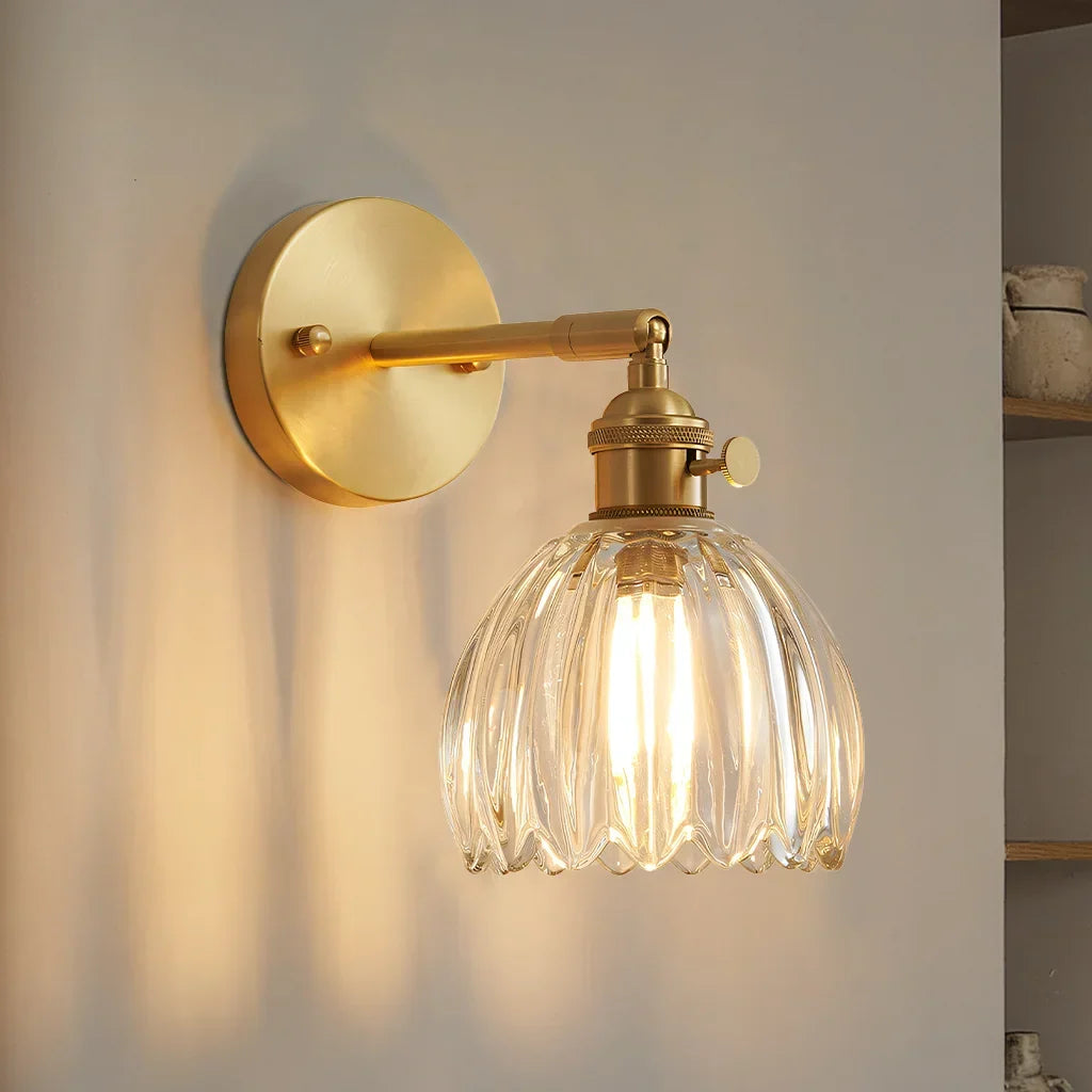Adjustable Glass Sconce 8-Inch Tulip Shade for Bedroom Hallway Living Room Corner Accent Lighting E27 Socket Rotatable Design | Thomler