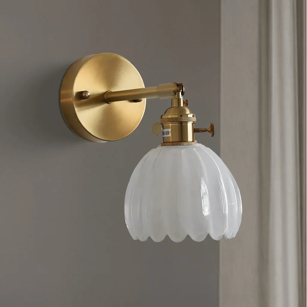 Adjustable Glass Sconce 8-Inch Tulip Shade for Bedroom Hallway Living Room Corner Accent Lighting E27 Socket Rotatable Design | Thomler