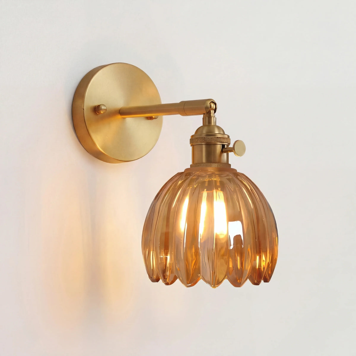 Adjustable Glass Sconce 8-Inch Tulip Shade for Bedroom Hallway Living Room Corner Accent Lighting E27 Socket Rotatable Design | Thomler