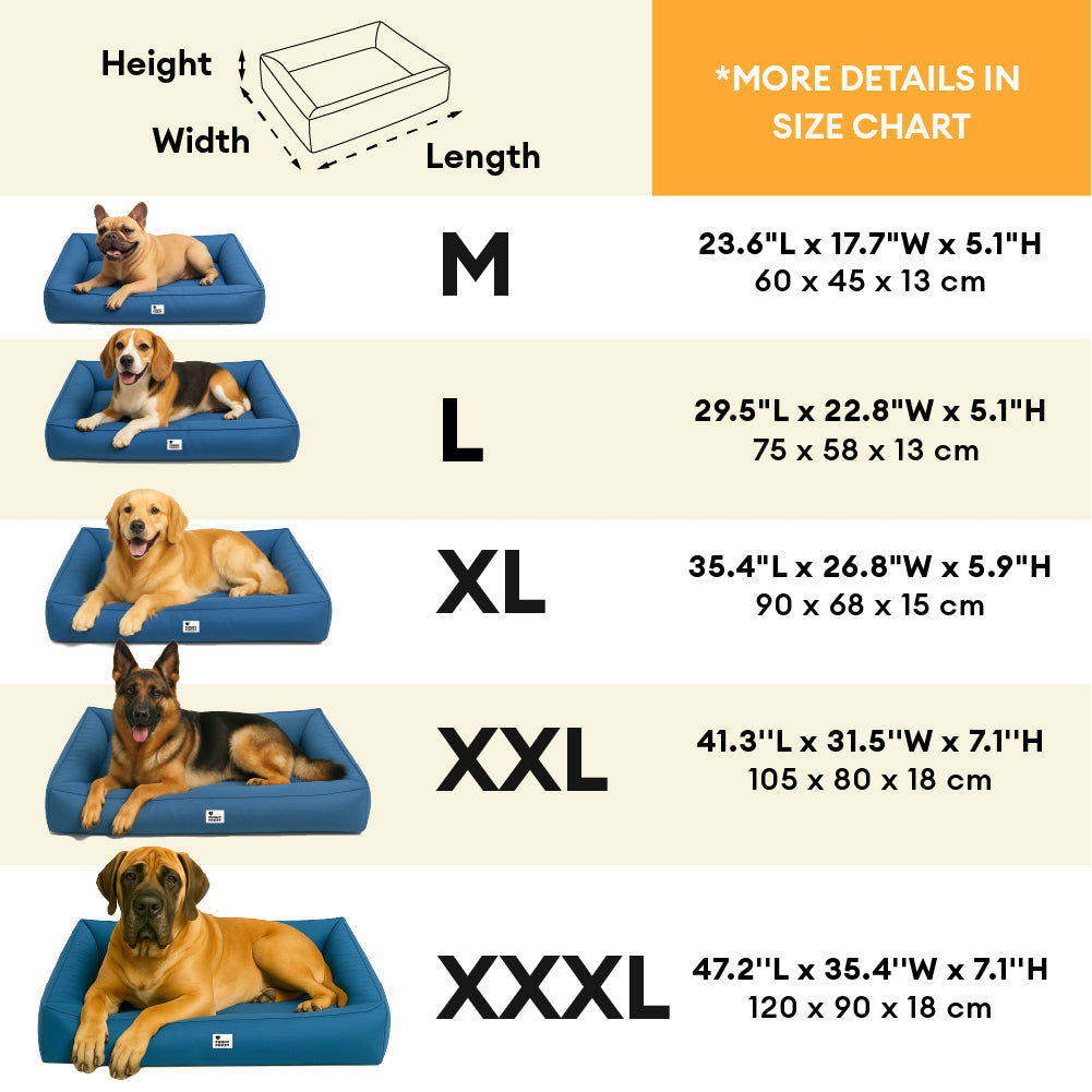 Cama para perro con bordes elevados, espuma para alivio articular y funda impermeable para razas grandes