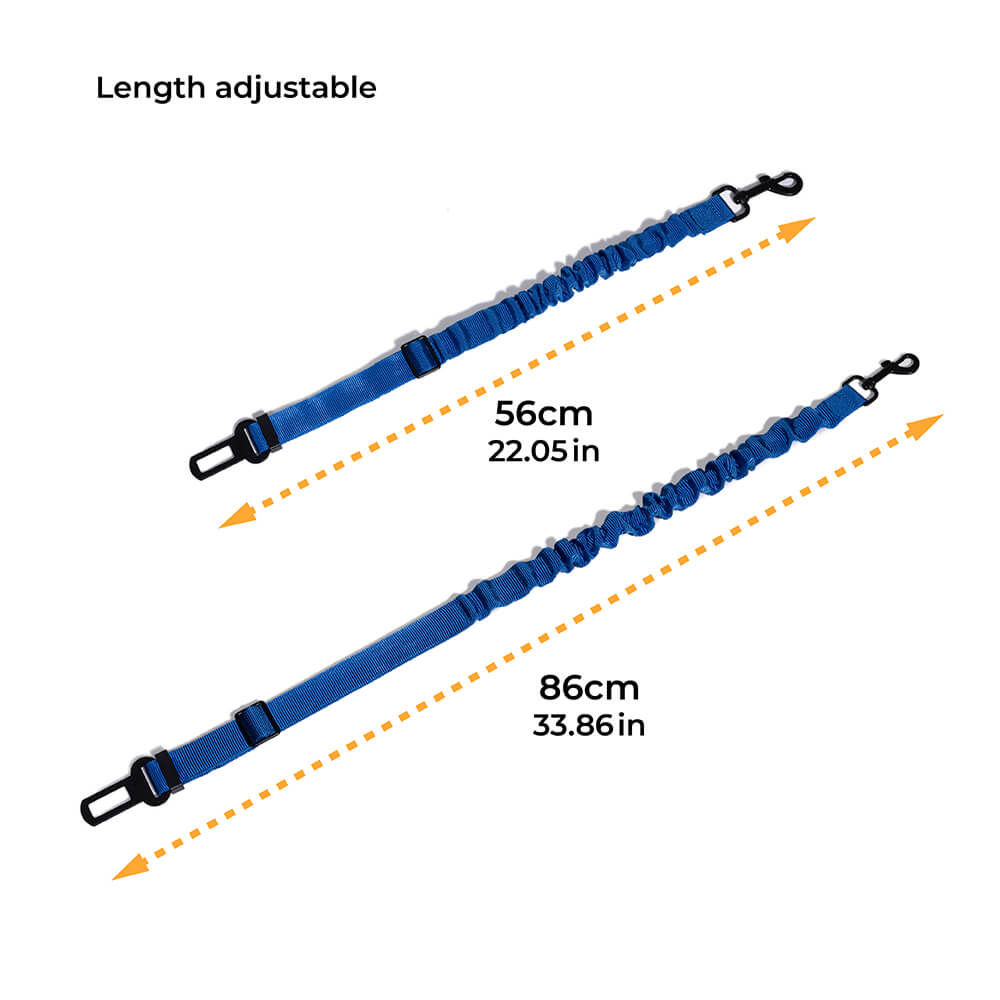Adjustable Pet Safety Harness Tether for Car Travel with Reflective Strap & Elastic Shock Absorber for Dogs