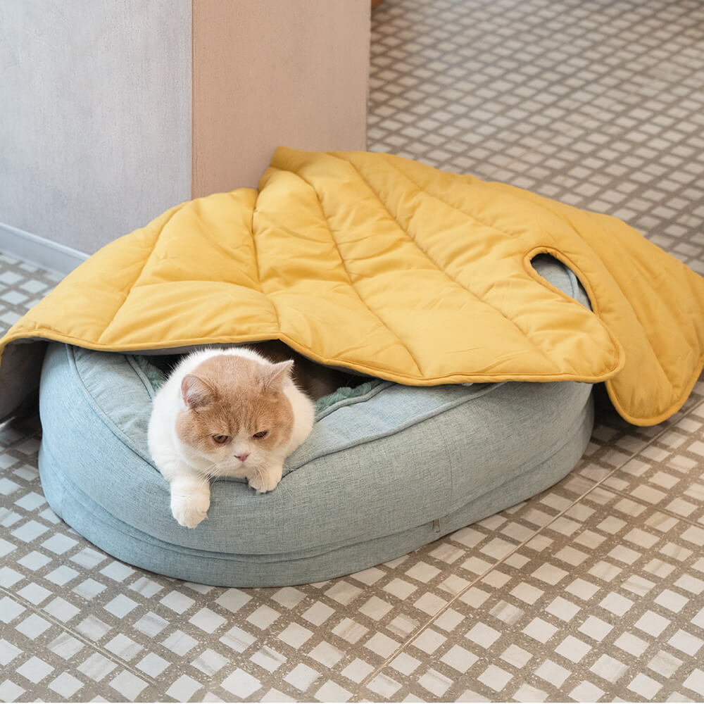Botanische deken in bladvorm voor huisdieren - Zachte katoen-polyester hoes voor honden & katten - Machinewasbare bankbeschermer & vloermat