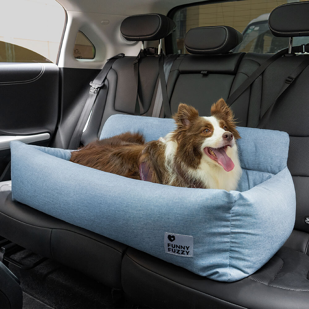 Padded Dog Car Seat Cover with Safety Tethers for Sedans & SUVs – Washable Canvas Bolster Protector for Medium to Large Dogs