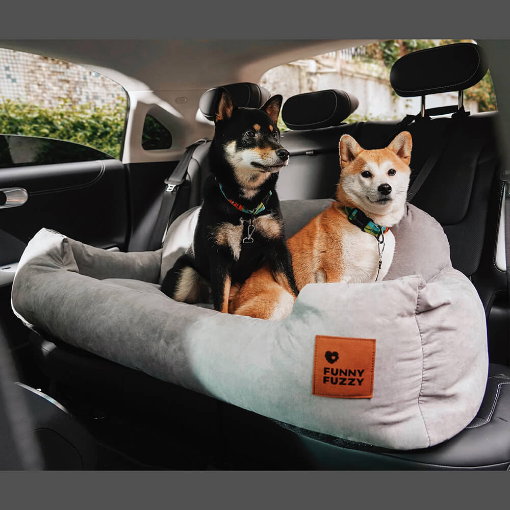 Funda de asiento de coche para perros – Hamaca de viaje acolchada para perros medianos y grandes con correas de seguridad y bolsillos de almacenamiento