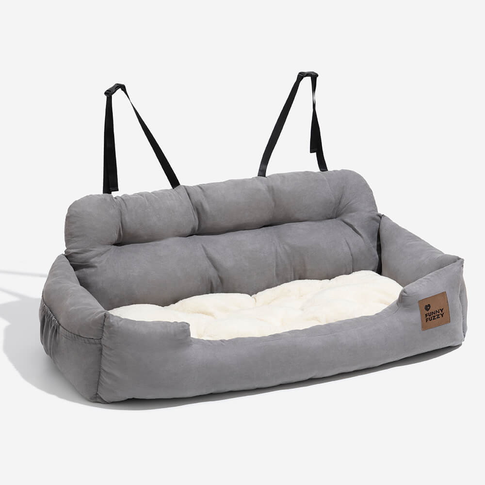 Funda de asiento de coche para perros – Hamaca de viaje acolchada para perros medianos y grandes con correas de seguridad y bolsillos de almacenamiento
