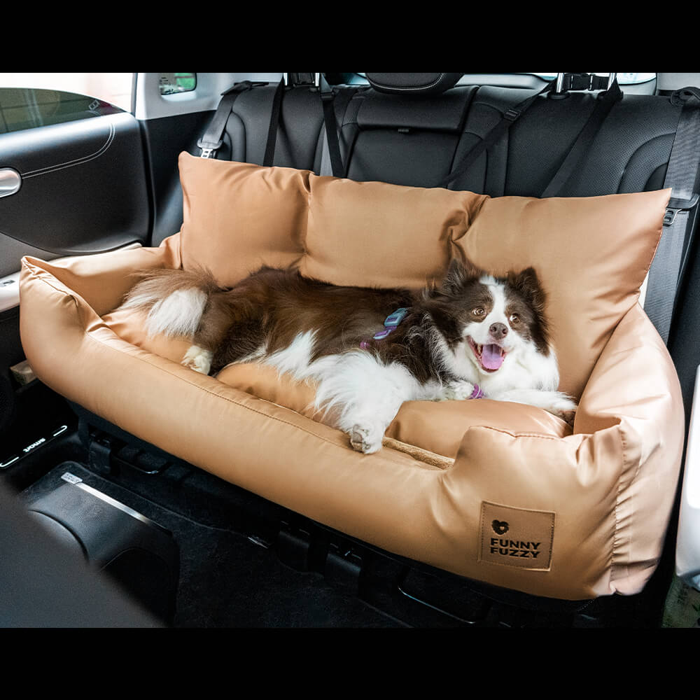 Funda de asiento de coche para perros – Hamaca de viaje acolchada para perros medianos y grandes con correas de seguridad y bolsillos de almacenamiento