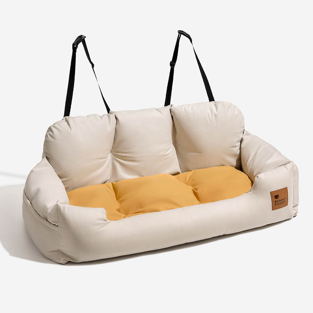 Funda de asiento de coche para perros – Hamaca de viaje acolchada para perros medianos y grandes con correas de seguridad y bolsillos de almacenamiento