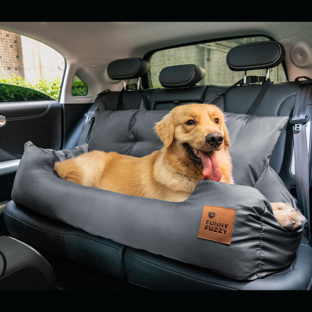 Funda de asiento de coche para perros – Hamaca de viaje acolchada para perros medianos y grandes con correas de seguridad y bolsillos de almacenamiento