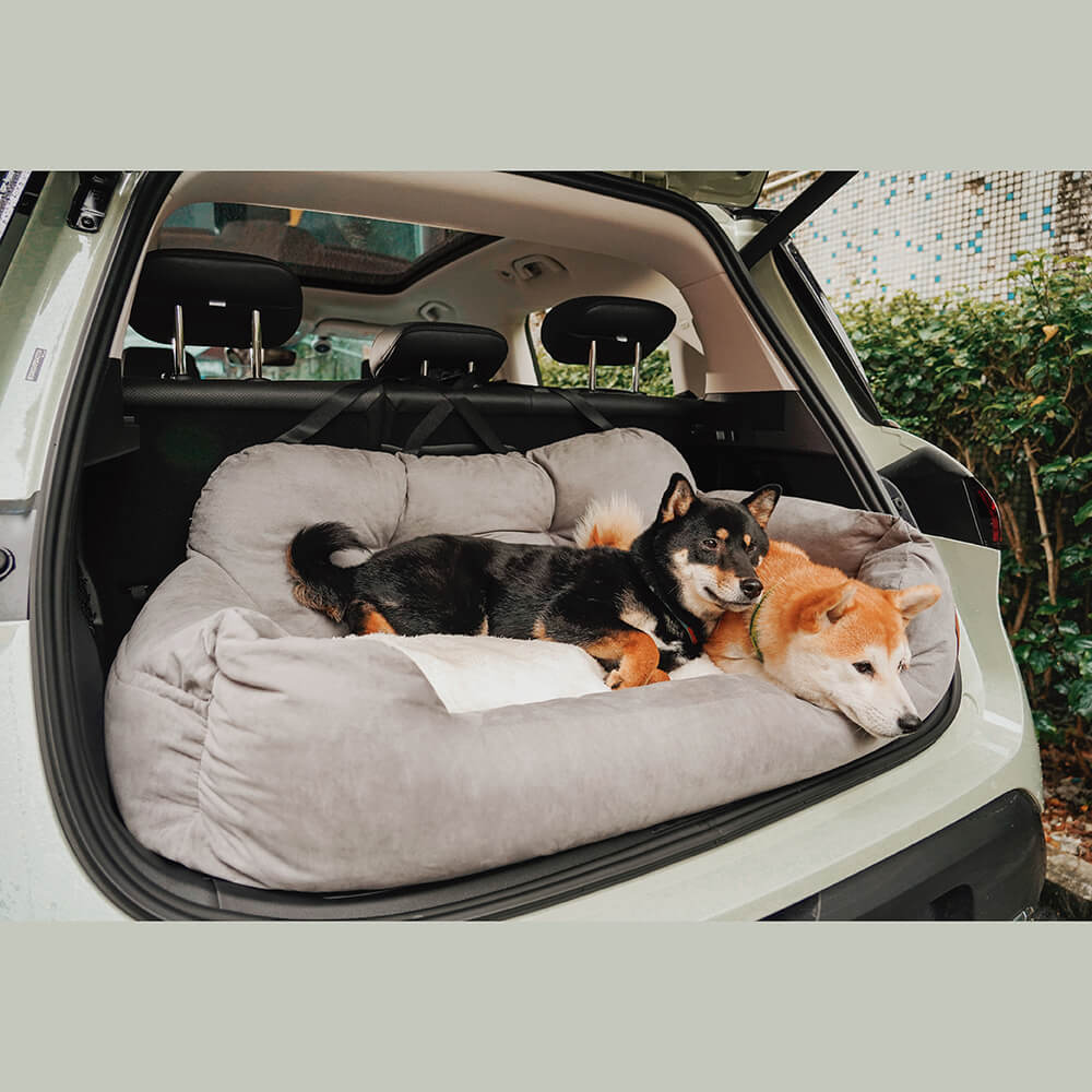 Funda de asiento de coche para perros – Hamaca de viaje acolchada para perros medianos y grandes con correas de seguridad y bolsillos de almacenamiento