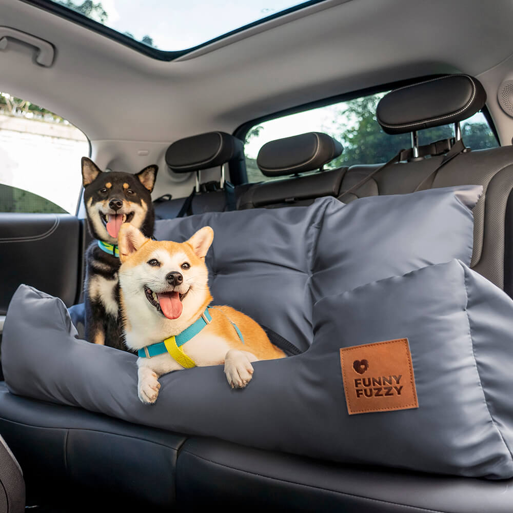 Funda de asiento de coche para perros – Hamaca de viaje acolchada para perros medianos y grandes con correas de seguridad y bolsillos de almacenamiento