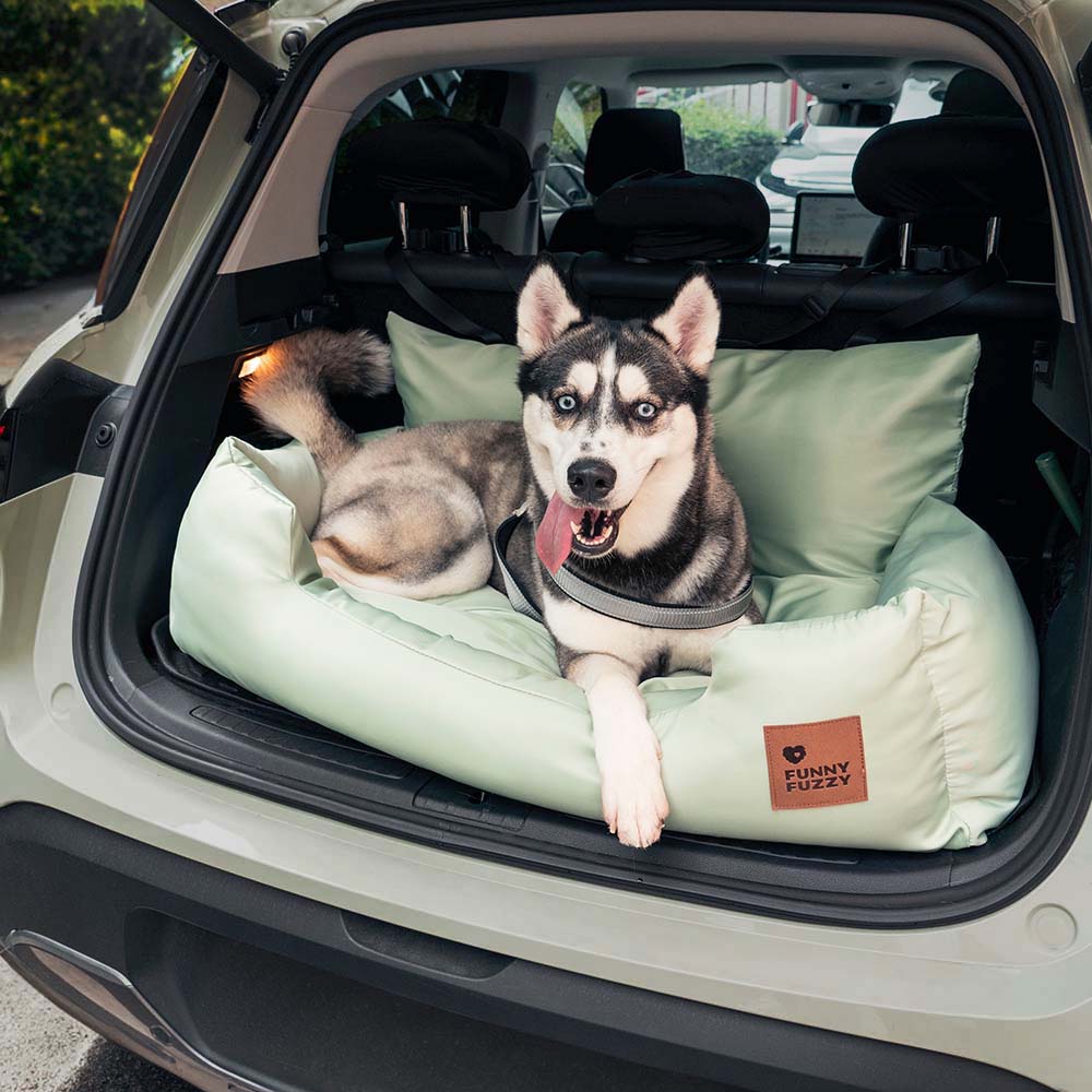 Funda de asiento de coche para perros – Hamaca de viaje acolchada para perros medianos y grandes con correas de seguridad y bolsillos de almacenamiento